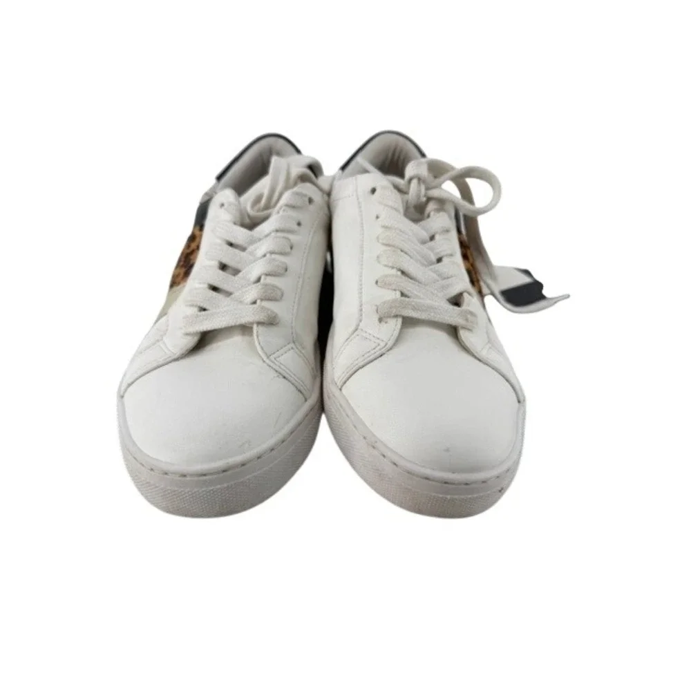 Steve Madden Fone White Leopard Print Gold Stripe Sneakers FONE01S1 Womens 8.5M